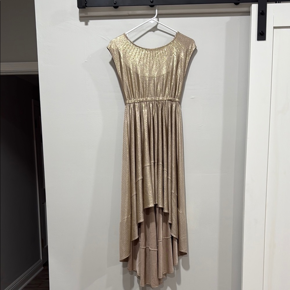 Elegant Gold High-Low Dress